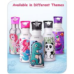 Babyhug Panda Theme Stainless Steel Color Changing Magic Bottle White|Leak Resistant|BPA Free|Rust Proof|600 ml