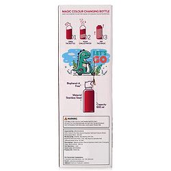 Babyhug Panda Theme Stainless Steel Color Changing Magic Bottle White|Leak Resistant|BPA Free|Rust Proof|600 ml