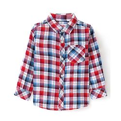 Babyhug Cotton Woven Full Sleeves Checks Shirt - Red White & Blue