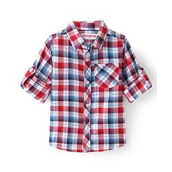 Babyhug Cotton Woven Full Sleeves Checks Shirt - Red White & Blue