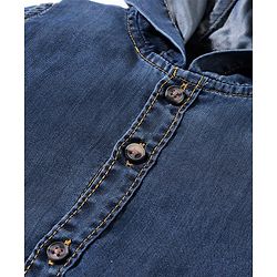 Babyhug Cotton Woven Full Sleeves Washed Hooded Denim Shirt - Blue