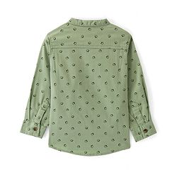 Babyhug Cotton Woven Full Sleeves Mandarin Collared Printed Shirt - Green