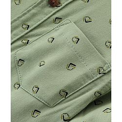 Babyhug Cotton Woven Full Sleeves Mandarin Collared Printed Shirt - Green