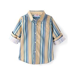 Babyhug Cotton Woven Full Sleeves Striped Shirt - Beige