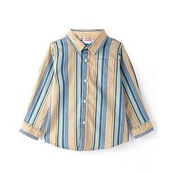 Babyhug Cotton Woven Full Sleeves Striped Shirt - Beige