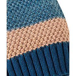 Babyhug Knitted  Sleeveless Striped Pullover Sweater Design - Dark Green Tan & Red