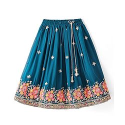 Babyhug Singlet Sleeves Abla  Embroidered Choli With Lehenga and Dupatta Set - Teal Blue