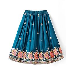 Babyhug Singlet Sleeves Abla  Embroidered Choli With Lehenga and Dupatta Set - Teal Blue