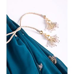 Babyhug Singlet Sleeves Abla  Embroidered Choli With Lehenga and Dupatta Set - Teal Blue