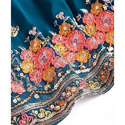 Babyhug Singlet Sleeves Abla  Embroidered Choli With Lehenga and Dupatta Set - Teal Blue