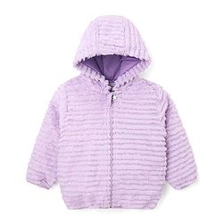 Babyhug Woven Full Sleeves Hooded Fur Winter Jacket with Solid Colour - Purple