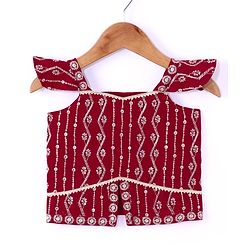 Babyhug Georgette  Woven Sleeveless Sequined Embroidered Choli Lehenga Set with Dupatta  - Maroon