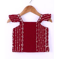 Babyhug Georgette  Woven Sleeveless Sequined Embroidered Choli Lehenga Set with Dupatta  - Maroon