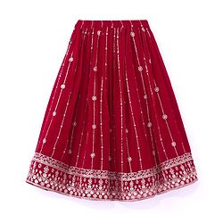 Babyhug Georgette  Woven Sleeveless Sequined Embroidered Choli Lehenga Set with Dupatta  - Maroon