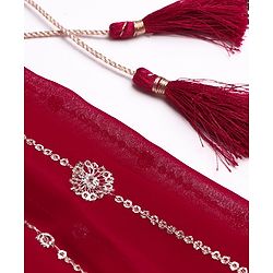 Babyhug Georgette  Woven Sleeveless Sequined Embroidered Choli Lehenga Set with Dupatta  - Maroon