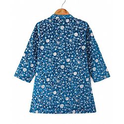 Babyhug Woven Full Sleeves Floral Embroidered Velvet Sherwani Kurta Pyjama Set - Teal