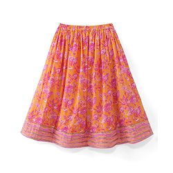Babyhug Woven Half Sleeves Floral Print Choli Lehenga & Dupatta Set With Sequin Embroidery & Lace Detailing - Orange