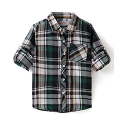 Babyhug Cotton Woven Full Sleeves Checkered Shirt - Green