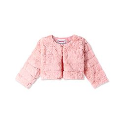 Babyhug Woven Full Sleeves Solid Colour Fur Winter Jacket - Pink