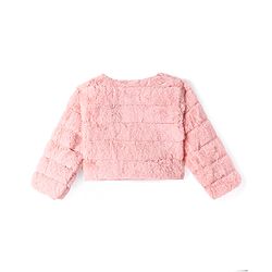 Babyhug Woven Full Sleeves Solid Colour Fur Winter Jacket - Pink