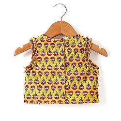 Babyhug Woven Sleeveless Floral Printed Choli Lehenga Set with Dupatta & Lace Detailing - Yellow