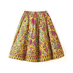 Babyhug Woven Sleeveless Floral Printed Choli Lehenga Set with Dupatta & Lace Detailing - Yellow