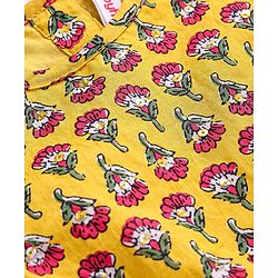 Babyhug Woven Sleeveless Floral Printed Choli Lehenga Set with Dupatta & Lace Detailing - Yellow