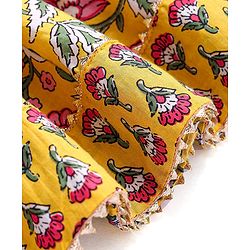 Babyhug Woven Sleeveless Floral Printed Choli Lehenga Set with Dupatta & Lace Detailing - Yellow