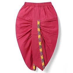 Babyhug Cambric Woven Full Sleeves Kurta Dhoti Set With Floral Print - Mustard & Dark Pink