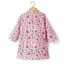 Babyhug Cambric Woven Full Sleeves Floral Printed Dhoti Kurta Set - Pink