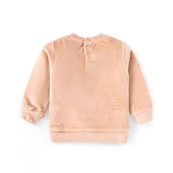 Babyhug Velour Woven Full Sleeves Winter Wear Suit With Text Embroidery - Peach