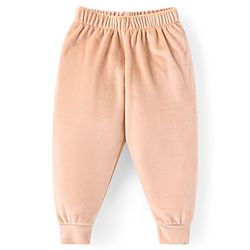 Babyhug Velour Woven Full Sleeves Winter Wear Suit With Text Embroidery - Peach