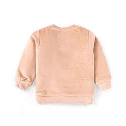 Babyhug Velour Woven Full Sleeves Winter Wear Suit With Text Embroidery - Peach