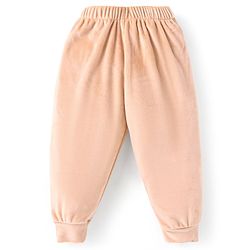Babyhug Velour Woven Full Sleeves Winter Wear Suit With Text Embroidery - Peach