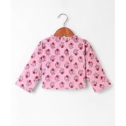 Babyhug Cotton Woven Three Fourth Sleeves Cambric Choli Lehenga Set And Dupatta with Floral Print - Pink