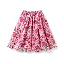 Babyhug Cotton Woven Three Fourth Sleeves Cambric Choli Lehenga Set And Dupatta with Floral Print - Pink