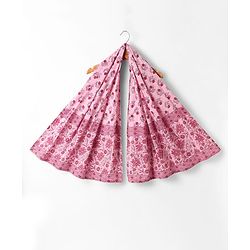 Babyhug Cotton Woven Three Fourth Sleeves Cambric Choli Lehenga Set And Dupatta with Floral Print - Pink