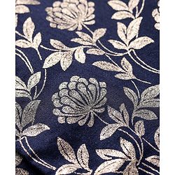 Babyhug Woven Full Sleeves Solid Colour Kurta Pyjama Set with Floral Printed Brocade Nehru Jacket - Navy Blue