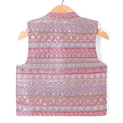 Babyhug Woven Full Sleeves Solid Colour Kurta Pyjama Set with Floral Embroidered Nehru Jacket - Beige