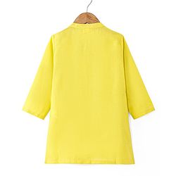 Babyhug Cotton Woven Full Sleeves Solid Kurta Pyjama Set with Printed Jacket - Yellow