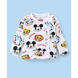 Babyhug Disney Interlock Knit Full Sleeves Jhablas With Mickey Mouse Graphics & Badge Applique Pack of 3 - Blue White & Green