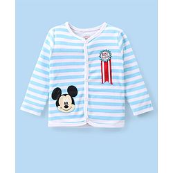 Babyhug Disney Interlock Knit Full Sleeves Jhablas With Mickey Mouse Graphics & Badge Applique Pack of 3 - Blue White & Green