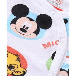 Babyhug Disney Interlock Knit Full Sleeves Jhablas With Mickey Mouse Graphics & Badge Applique Pack of 3 - Blue White & Green