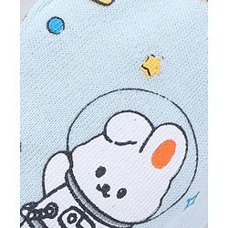 Babyhug 100% Cotton Knit Space Theme Printed Mittens & Booties - Light Blue