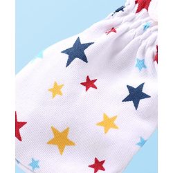 Babyhug 100% Cotton Interlock Knit Cap Mitten & Booties with Star   Print -White