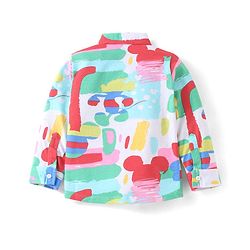 Babyhug Disney Cotton Knit Full Sleeves Shirt & Lounge Pant Set With T-Shirt & Mickey Mouse Graphics - Light Blue