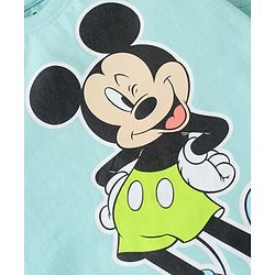 Babyhug Disney Cotton Knit Full Sleeves Shirt & Lounge Pant Set With T-Shirt & Mickey Mouse Graphics - Light Blue