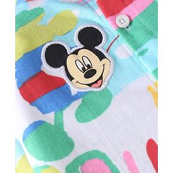 Babyhug Disney Cotton Knit Full Sleeves Shirt & Lounge Pant Set With T-Shirt & Mickey Mouse Graphics - Light Blue