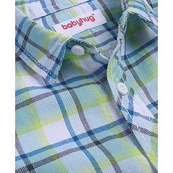 Babyhug Cotton Woven Full Sleeves Shirt With Checks & Printed Inner Tee - Blue