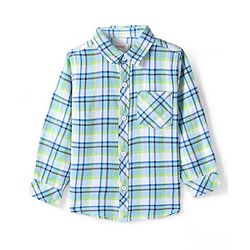 Babyhug Cotton Woven Full Sleeves Shirt With Checks & Printed Inner Tee - Blue